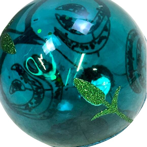 Domain "Peacock" 4" Christmas Ornaments Turquoise Green Gold Sequins-Set of 4 - Picture 4 of 7